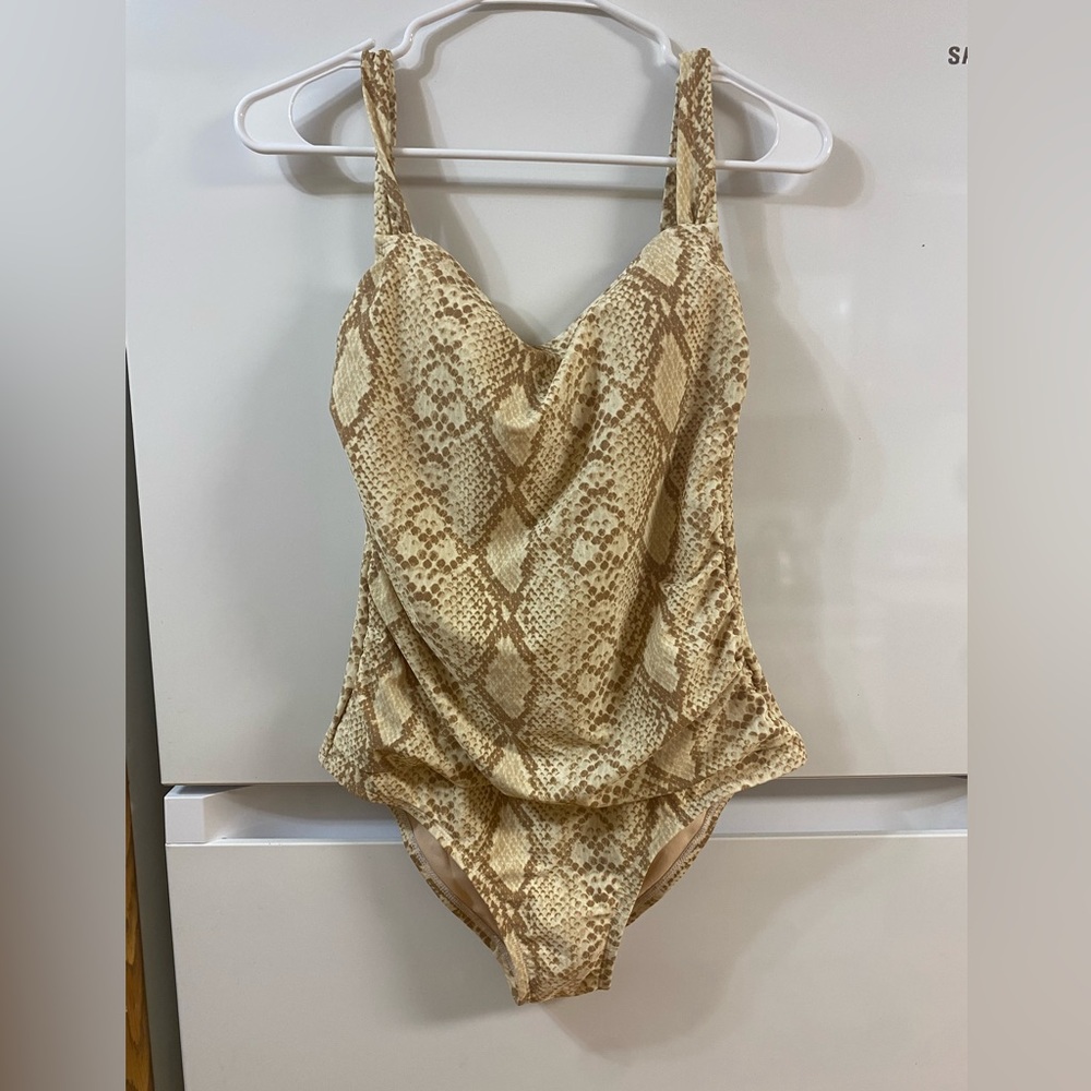 Kona Sol Beige and Cream Swimsuit